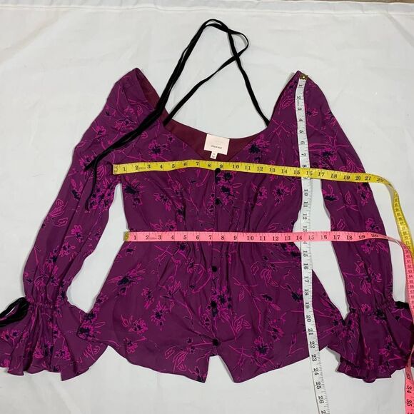 CINQ A SEPT 100% silk Mabel Top purple long sleeve blouse top long sleeve sz xs - Picture 11 of 12